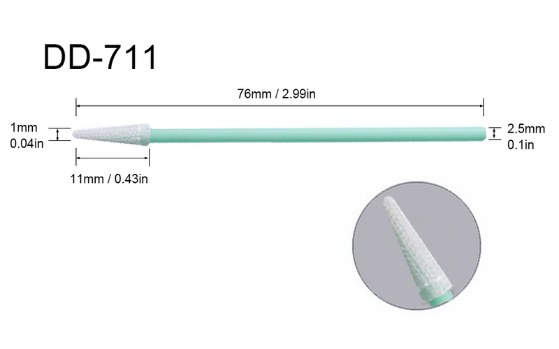 DD-711|涤纶布头无尘棉签 1mm尖头 76mm总长