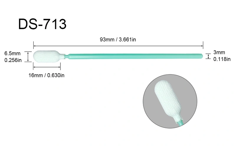 DS-713|涤纶布头无尘棉签 6.5mm扁头 93mm总长